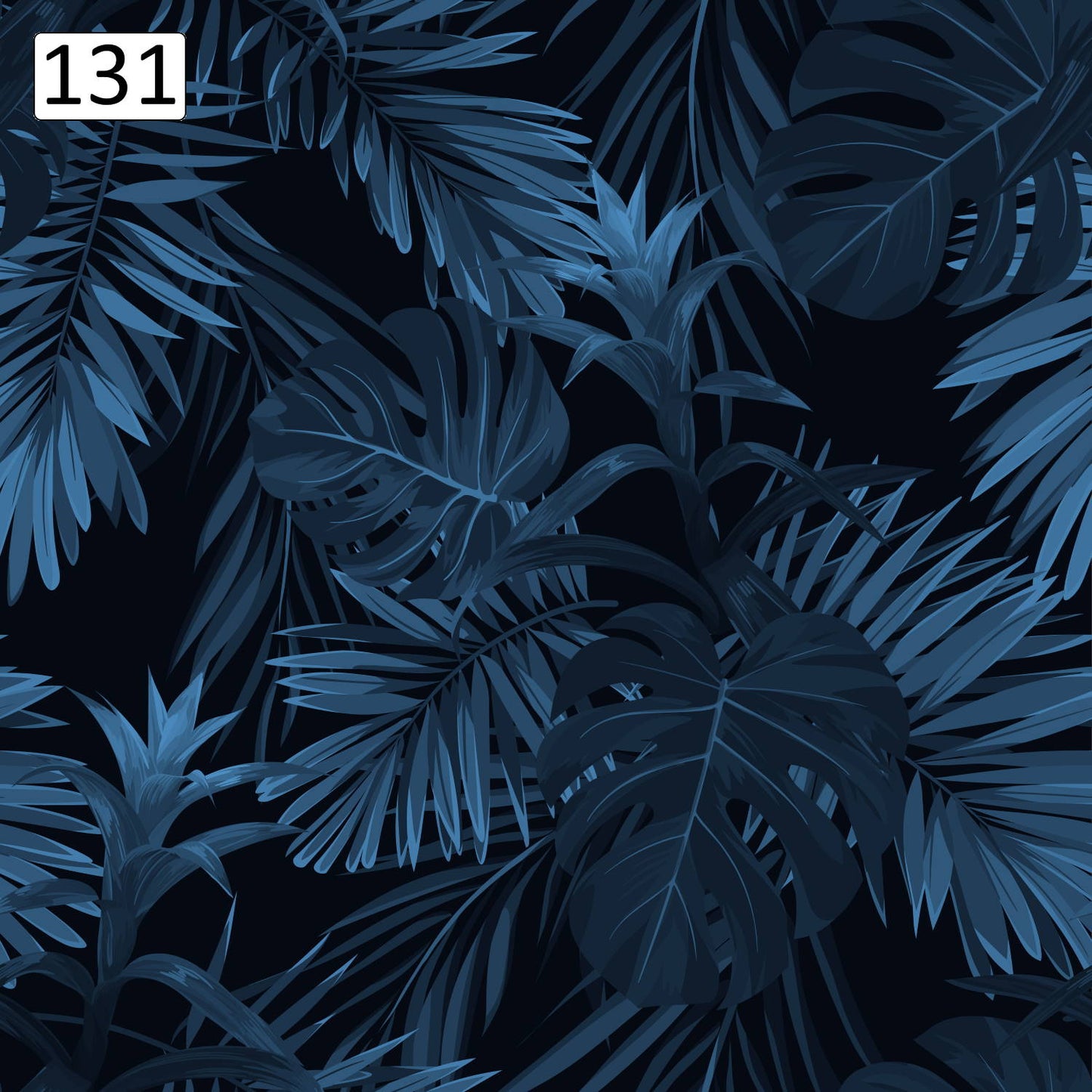 Pattern 131 navy blue leaves