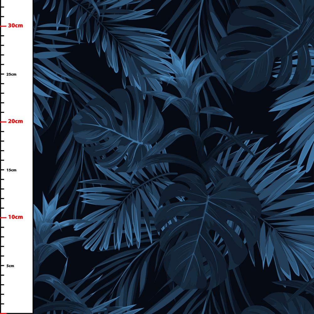 Pattern 131 navy blue leaves