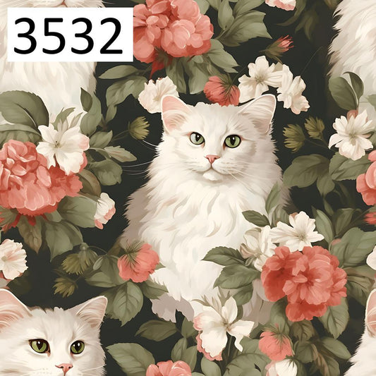 Wzór 3532 koty kwiaty