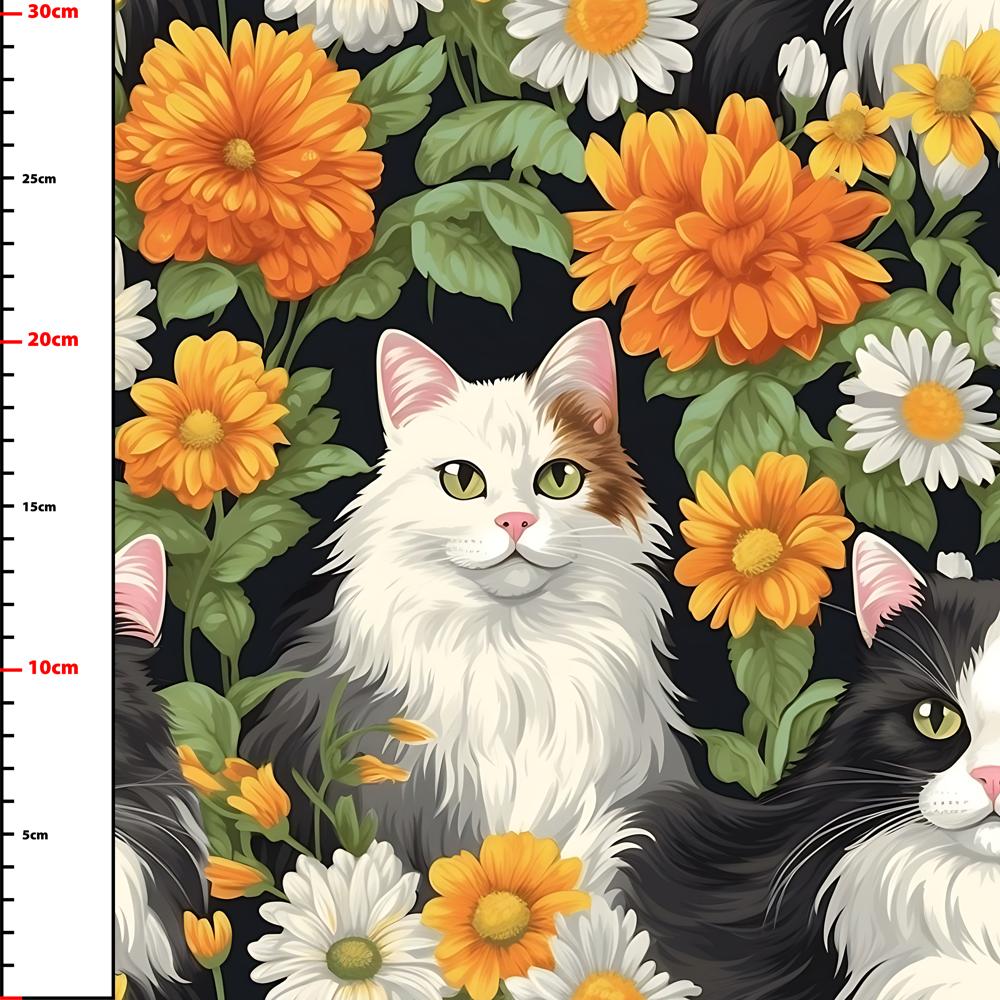Wzór 3539 koty kwiaty