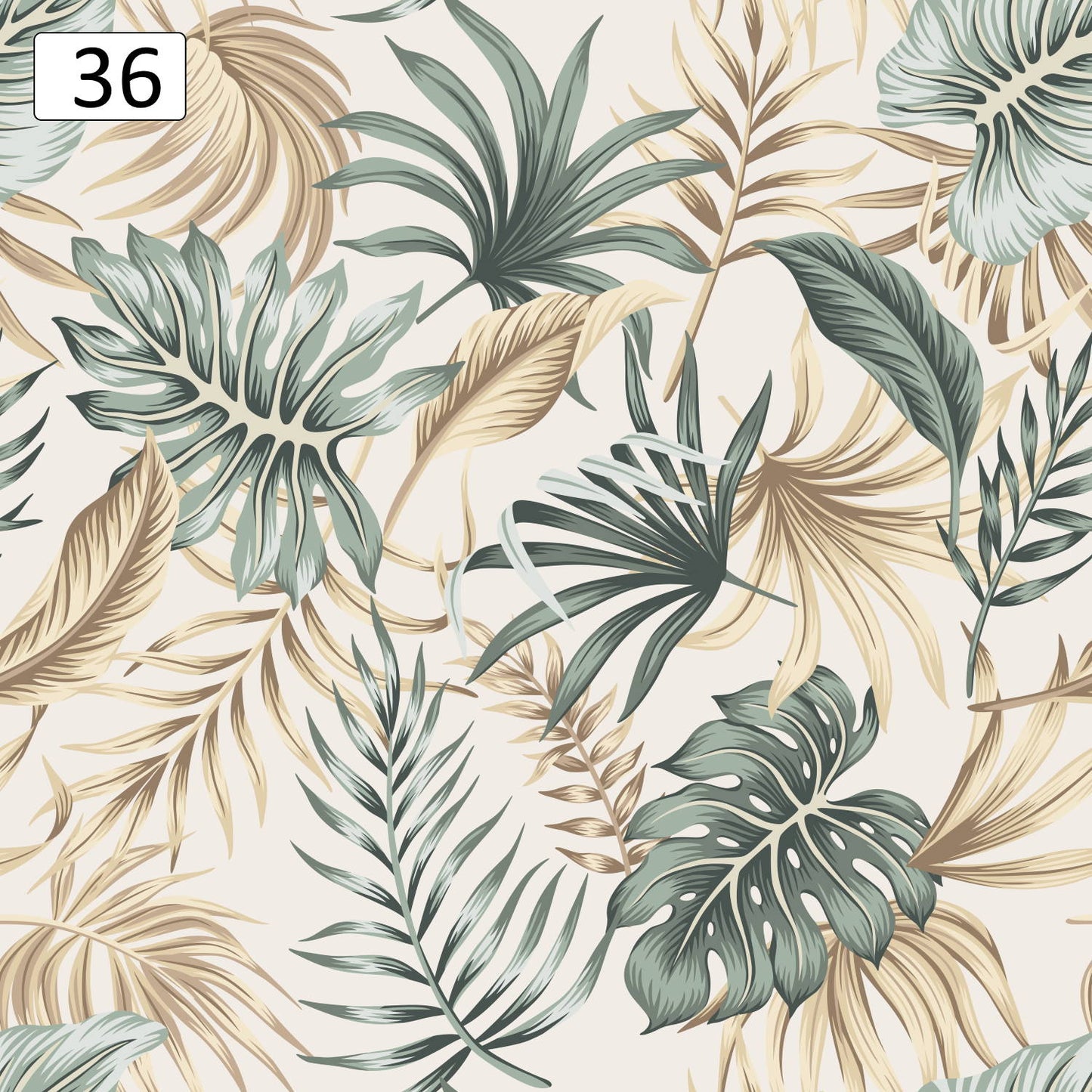 Pattern 36 leaves on beige