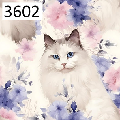 Wzór 3602 kot ragdoll kwiaty