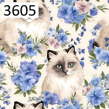 Wzór 3605 kot ragdoll kwiaty