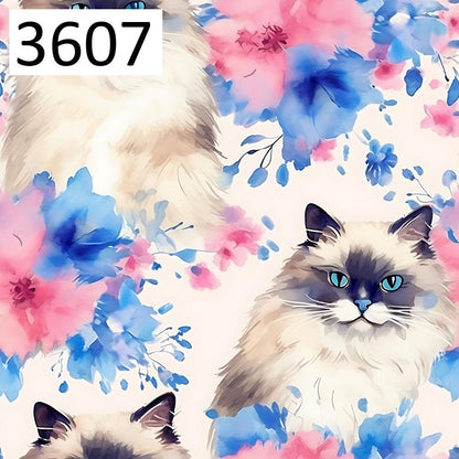 Wzór 3607 kot ragdoll kwiaty