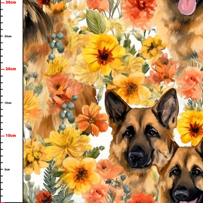 Wzór 3688 psy owczarek niemiecki kwiaty