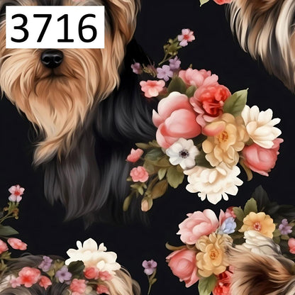 Wzór 3716 psy yorkshire terrier kwiaty