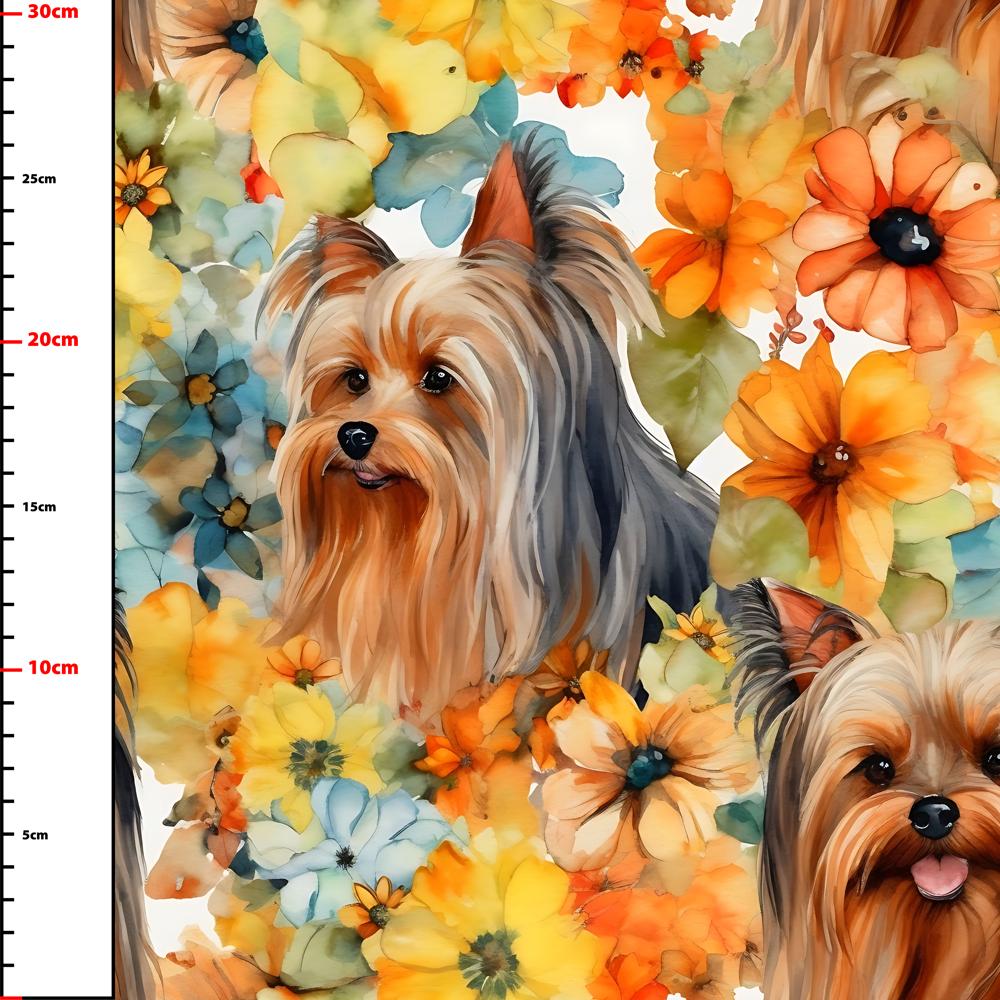 Wzór 3729 psy yorkshire terrier kwiaty