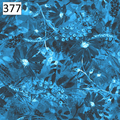 Pattern 377 blue leaves flowers