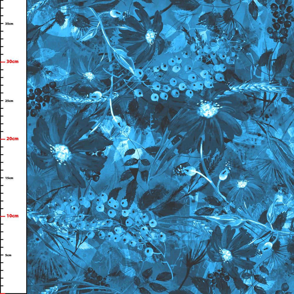 Pattern 377 blue leaves flowers