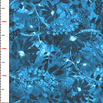 Pattern 377 blue leaves flowers