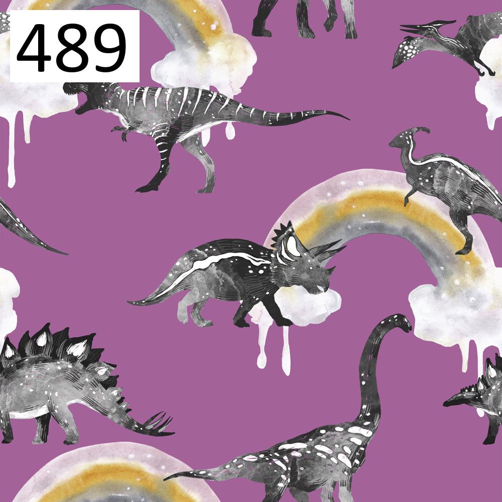 Wzór 489 tęcza czarne dinozaury 2
