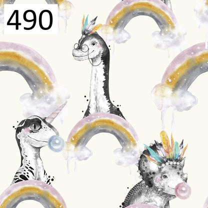 Wzór 490 tęcza dinozaury piórka